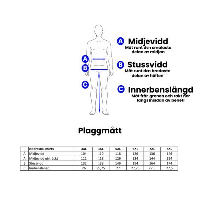 Nebraska Shorts Herr Svart Plus Size